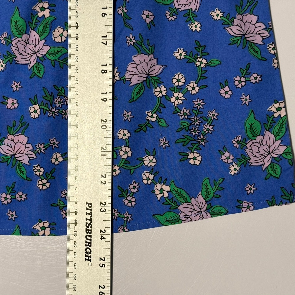 J.Crew Womens Blue Floral Ruffle High‎ Neck Flutter Sleeve Blouse Top Size S - Picture 15 of 16